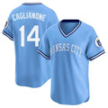 Kansas City Royals #14 Jac Caglianone Player Light Blue AmberGomez Limited Throwback Cooperstown Collection T-shirt Stitched Jerseys