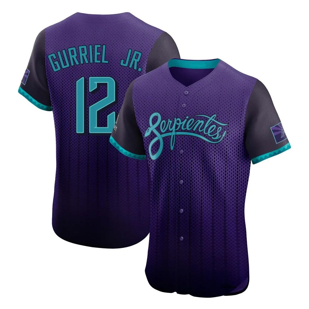 Arizona Diamondbacks #12 Lourdes Gurriel Jr Player Purple AmberGomez City Connect Limited Elite Home Game Stitched Jerseys