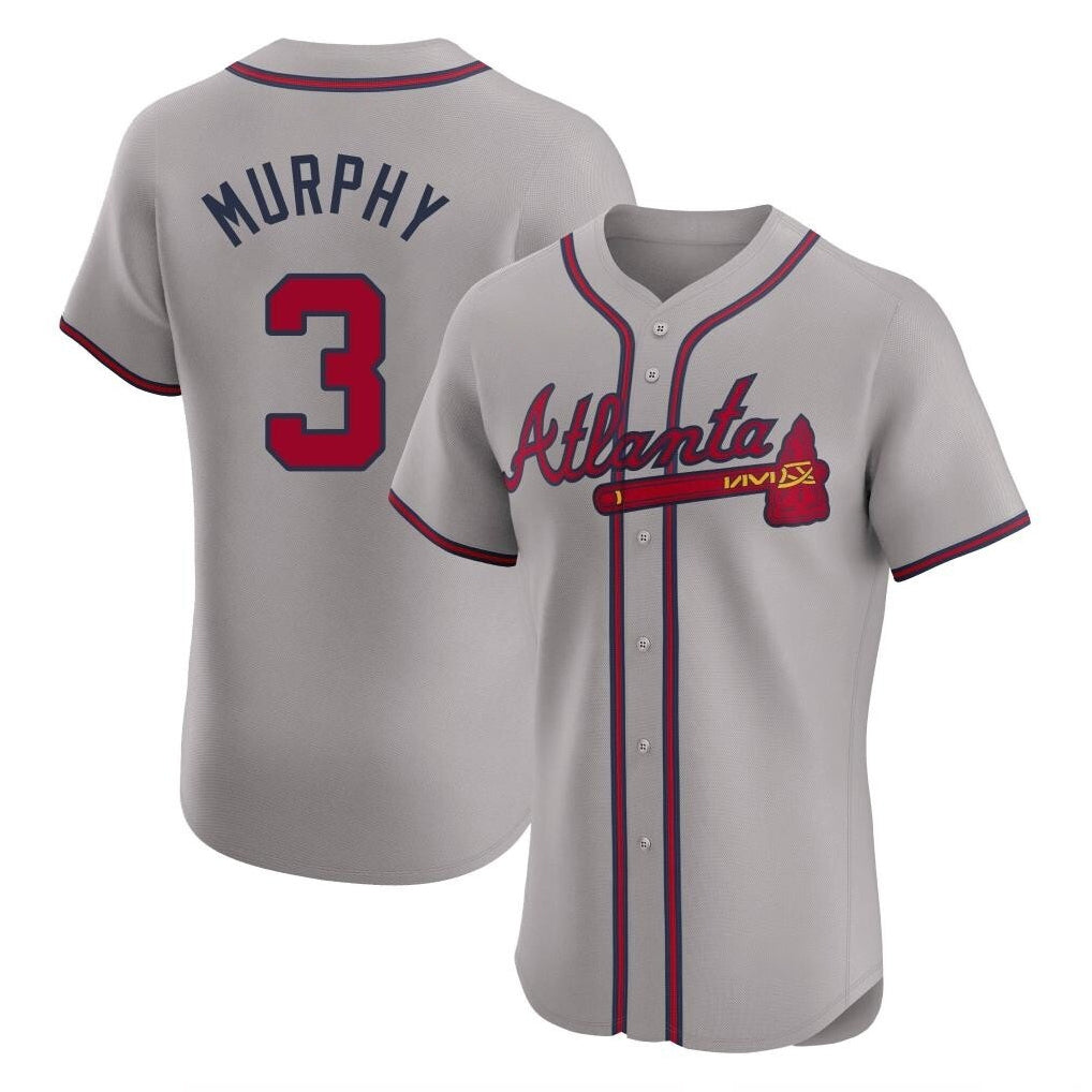 Atlanta Braves #3 Dale Murphy Player Gray AmberGomez Limited Elite Home Game Stitched Jerseys