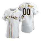 Custom Colorado Rockies White AmberGomez Stitched Flex Base Golden Edition Jersey