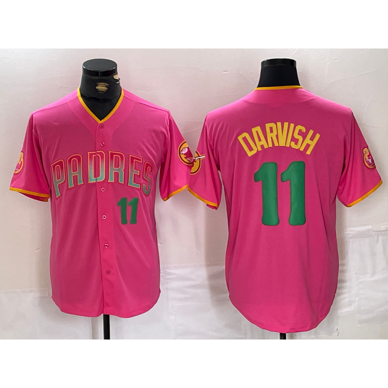 San Diego Padres #11 Yu Darvish Pink AmberGomez Player Number Fashion Jersey