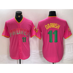 San Diego Padres #11 Yu Darvish Pink AmberGomez Player Number Fashion Jersey