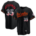 Baltimore Orioles #35 Adley Rutschman Player Black AmberGomez USA 250 Fourth of July Home Game Stitched Jerseys