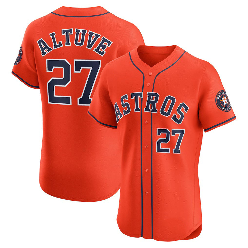 Houston Astros #27 Jose Altuve Orange AmberGomez Alternate Elite Player Jersey