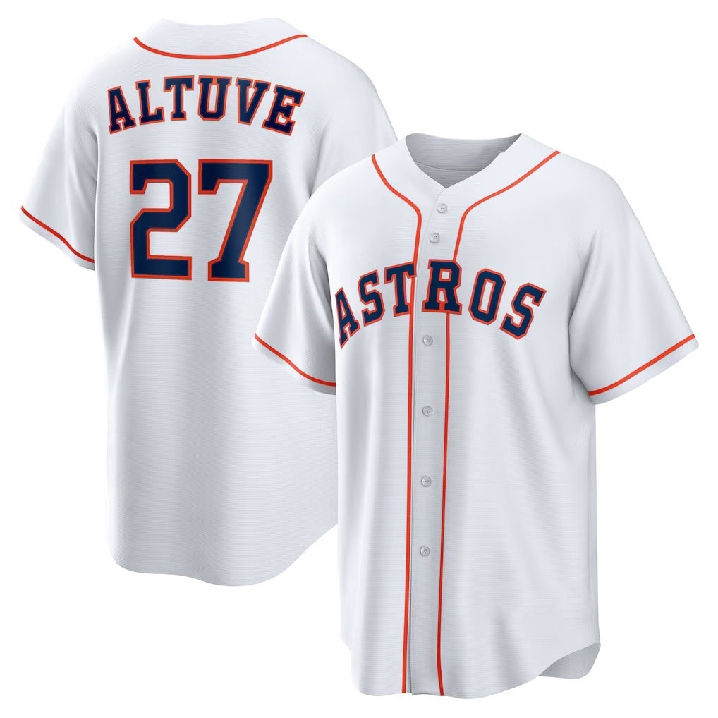 Houston Astros #27 Jose Altuve White AmberGomez Home Replica Player Name Jersey