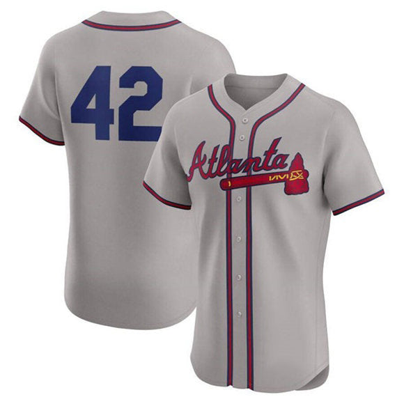 Atlanta Braves #42 Jackie Robinson Gray AmberGomez Flex Base Stitched Jersey