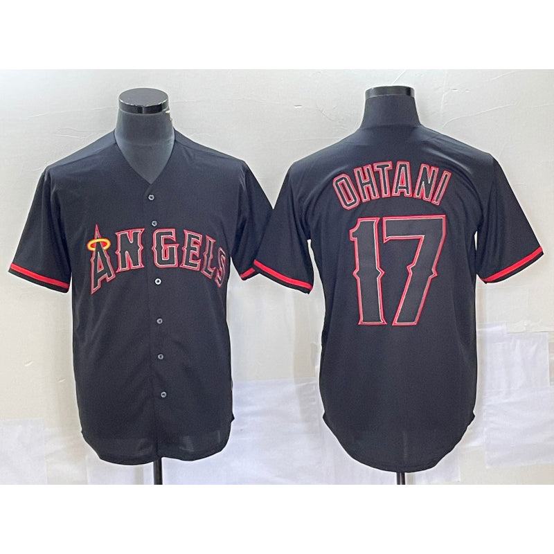 Los Angeles Angels #17 Shohei Ohtani Lights Out Black AmberGomez Fashion Cool base Jersey