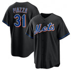 New York Mets #31 Mike Piazza Black AmberGomez 2022 Cool Base Stitched Jersey