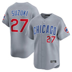Chicago Cubs #27 Seiya Suzuki Player Gray AmberGomez Road Limited Home Stitched Jerseys