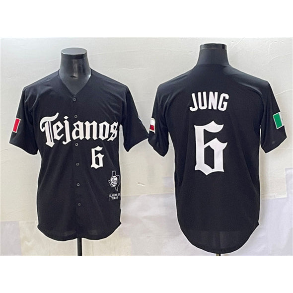 Texas Rangers #6 Josh Jung Black AmberGomez Mexico 2025 Vapor Premier Limited Stitched Jersey