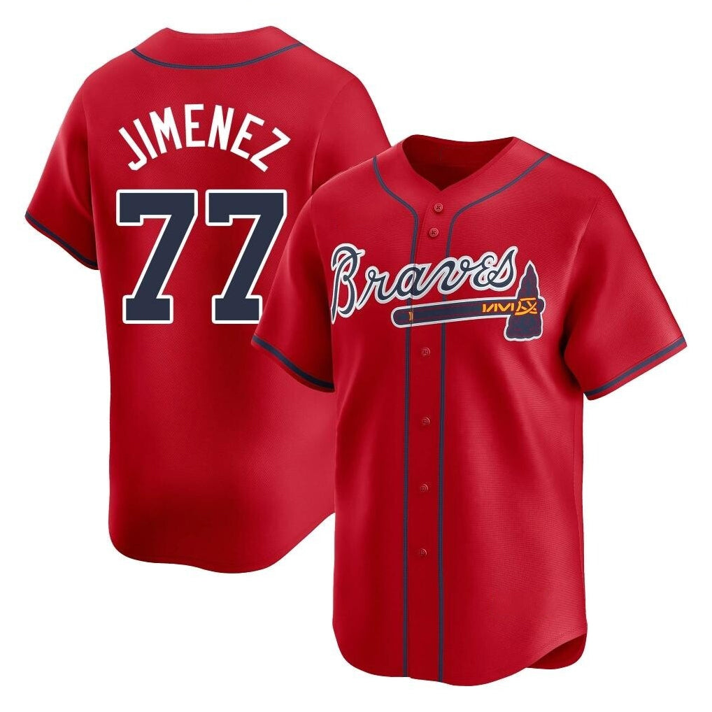 Atlanta Braves #77 Joe Jimenez Player Red AmberGomez Limited Home Game Stitched Jerseys