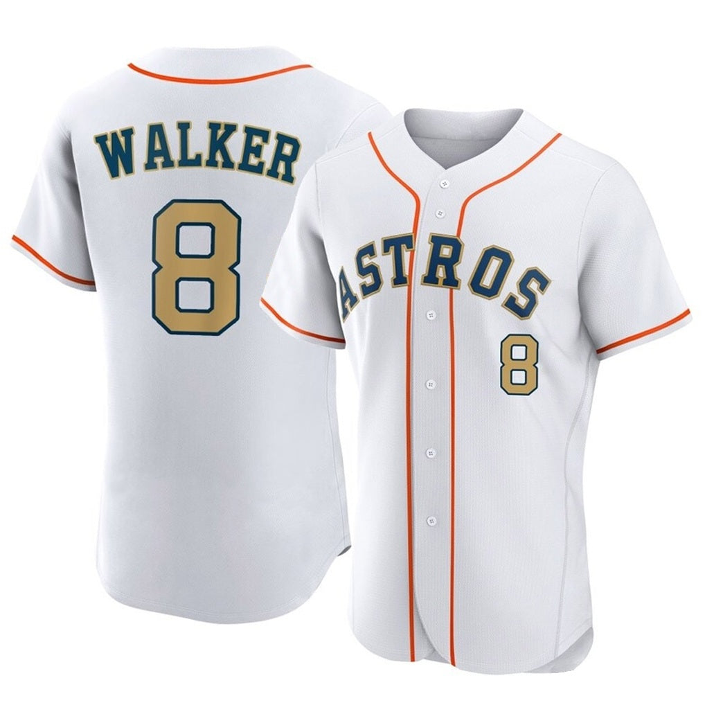 Houston Astros #8 Christian Walker Player Gold AmberGomez Collection Limited Elite Home Stitched Jerseys