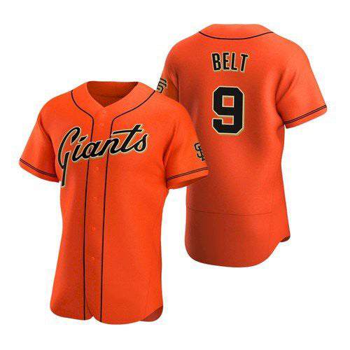 San Francisco Giants #9 Brandon Belt Orange AmberGomez Alternate Jersey