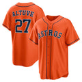 Houston Astros #27 Jose Altuve Orange AmberGomez Alternate Replica Player Name Jersey