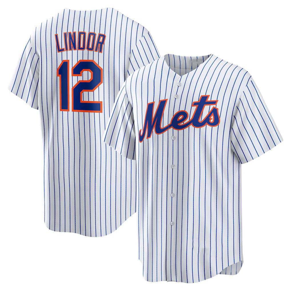 New York Mets #12 Francisco Lindor White AmberGomez Home Replica Player Jersey
