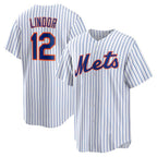 New York Mets #12 Francisco Lindor White AmberGomez Home Replica Player Jersey