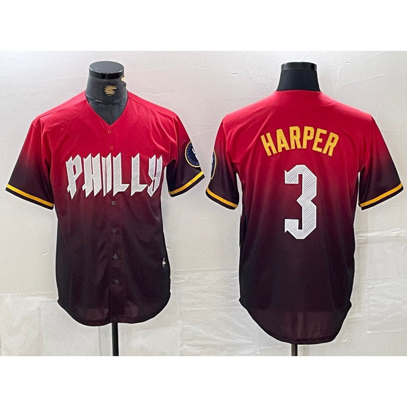 Philadelphia Phillies #3 Bryce Harper Red AmberGomez 2024 City Cool Base Jersey