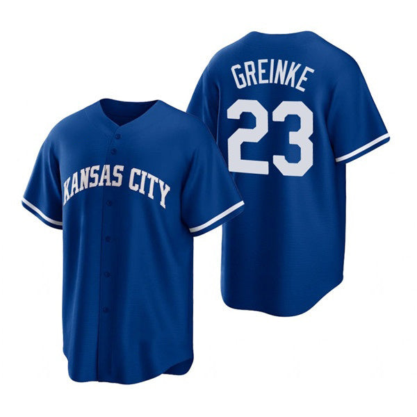 Kansas City Royals #23 Zack Greinke Royal AmberGomez Cool Base Stitched Jersey