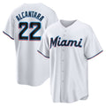 Miami Marlins #22 Sandy Alcantara White AmberGomez Replica Player Jersey