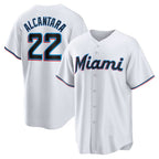 Miami Marlins #22 Sandy Alcantara White AmberGomez Replica Player Jersey