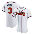 Atlanta Braves #3 Dale Murphy Player White Gold AmberGomez Limited Elite Home Game Stitched Jerseys