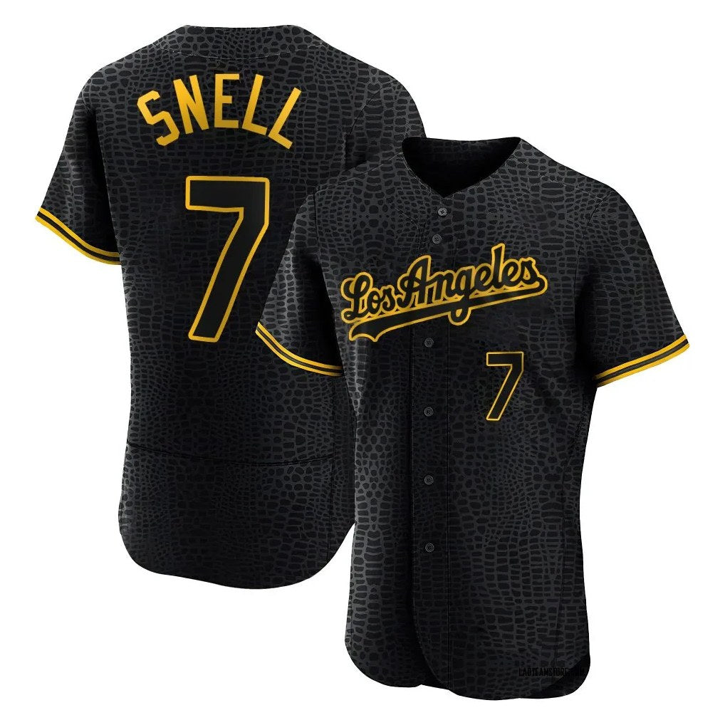Los Angeles Dodgers #7 Blake Snell Player Black AmberGomez Snake Skin City Limited Elite Home Stitched Jerseys