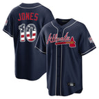 Atlanta Braves #10 Chipper Jones Player Navy AmberGomez USA 250 Fourth Of July Limited Home Game Stitched Jerseys