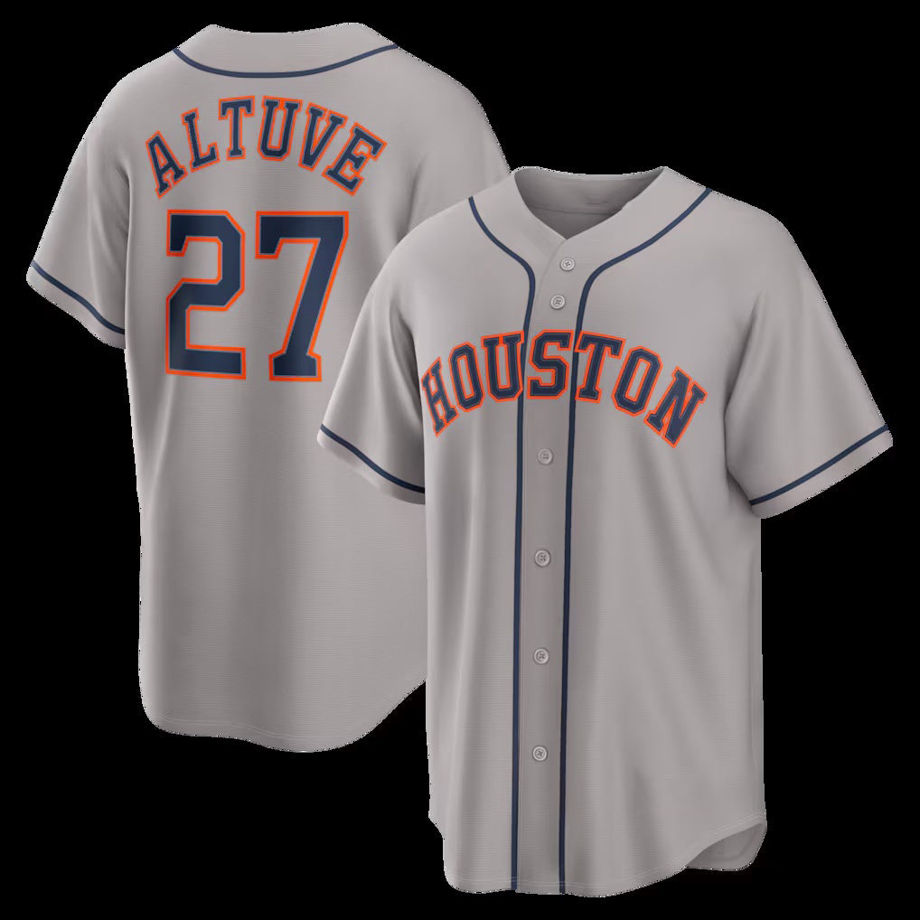 Houston Astros #27 Jose Altuve Gray AmberGomez Road Replica Jersey