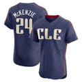 Cleveland Guardians #24 Triston McKenzie Player Navy AmberGomez City Connect Limited Elite Home Stitched Jerseys