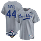 Los Angeles Dodgers #44 Andy Pages Player Gray AmberGomez World Series Game Limited Home Stitched Jerseys