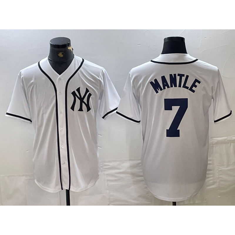 New York Yankees #7 Mickey Mantle White AmberGomez Fashion Cool Base Jersey