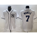 New York Yankees #7 Mickey Mantle White AmberGomez Fashion Cool Base Jersey