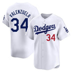 Los Angeles Dodgers #34 Fernando Valenzuela Player White AmberGomez Limited Home Stitched Jerseys