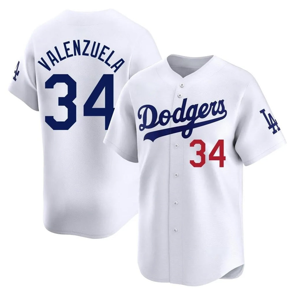 Los Angeles Dodgers #34 Fernando Valenzuela Player White AmberGomez Limited Home Stitched Jerseys