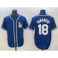 Los Angeles Dodgers #18 Yoshinobu Yamamoto Blue AmberGomez Cool Base Stitched Jersey