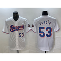 Texas Rangers #53 Adolis Garcia Number White AmberGomez 2023 World Series Champions Cool Base Jersey