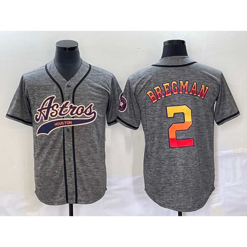 Houston Astros #2 Alex Bregman Grey AmberGomez Gridiron Cool Base Stitched Jersey