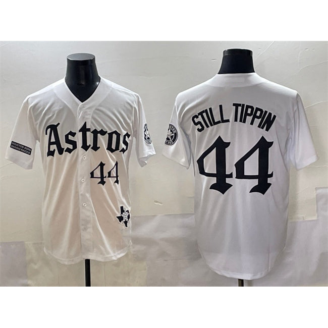 Houston Astros #44 Still Tippin White AmberGomez Gothic 'Houston Born Barrio Raised' Limited Stitched Jersey