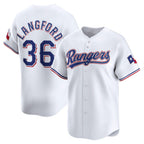 Texas Rangers #36 Wyatt Langford White AmberGomez Home Limited Player Jersey