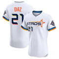 Houston Astros #21 Yainer Diaz Player White AmberGomez City Connect Limited Elite Home Stitched Jerseys