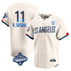 Los Angeles Dodgers #11 Roki Sasaki Player Cream AmberGomez World Series Meet City Connect Limited Home Stitched Jerseys