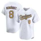 Los Angeles Dodgers #8 Enrique Hern¨¢ndez Player White Gold AmberGomez Collection Limited Home Stitched Jerseys