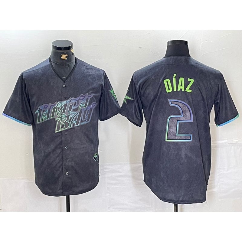 Tampa Bay Rays #2 Yandy Diaz Charcoal AmberGomez 2024 City Connect Limited Stitched Jersey