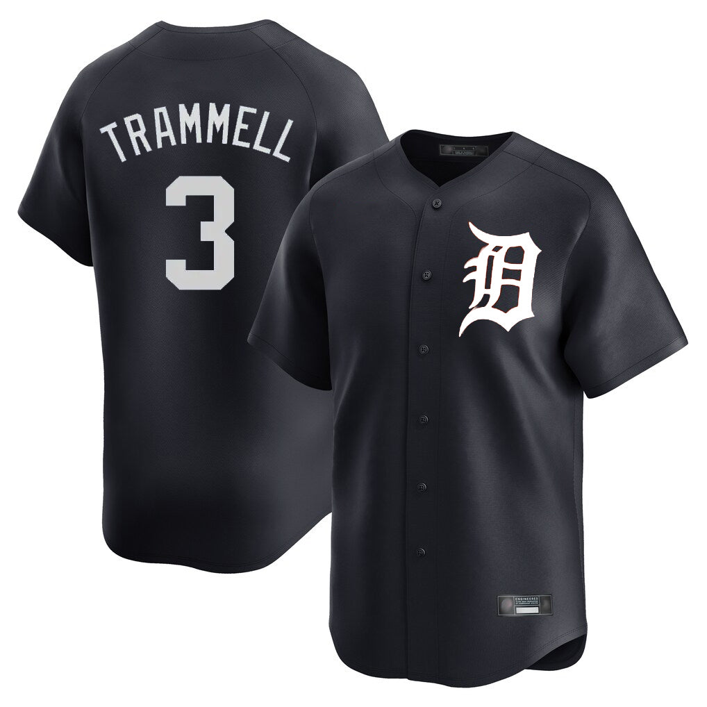 Detroit Tigers #3 Alan Trammell Player Navy AmberGomez Home Limited Game Stitched Jerseys