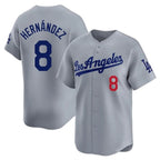 Los Angeles Dodgers #8 Enrique Hern¨¢ndez Player Gray AmberGomez Limited Home Stitched Jerseys