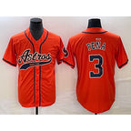 Houston Astros #3 Jeremy Pena Orange With AmberGomez Patch Cool Base Stitched Jersey