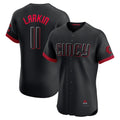 Cincinnati Reds #11 Barry Larkin Black AmberGomez City Connect Elite Jersey