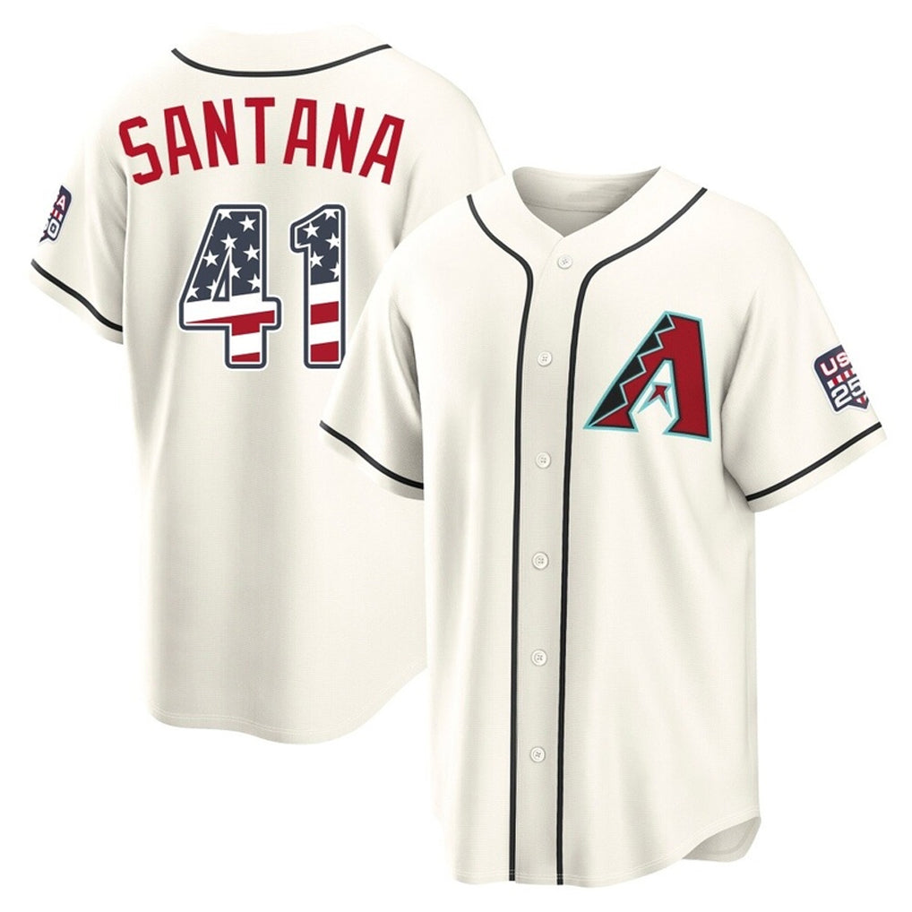 Arizona Diamondbacks #41 Carlos Santana Player Cream AmberGomez USA 250 Fourth of July Home Game Stitched Jerseys