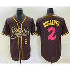 San Diego Padres #2 Xander Bogaerts Number Brown AmberGomez NEW 2023 City Connect Cool Base Stitched Jersey