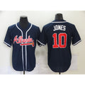 Atlanta Braves #10 Chipper Jones Navy Blue AmberGomez Stitched Cool Base Jersey